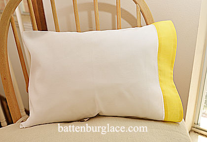 Hemstitch Baby Pillowcase with Aspen Gold border. 2 casee